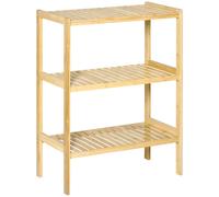 HOMCOM Estantería de Bambú 3 Niveles Multifuncional para Baño Cocina 62x33x80 cm Madera Natural