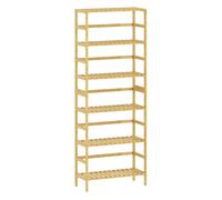 HOMCOM Estantería de Bambú de 6 Niveles, Estantería Almacenaje, Estantes Ajustables, Librería Estrecha para Espacios Pequeños, Baño, Sala de Estar y Cocina, 60x26x161 cm, Natural