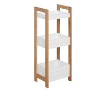 HOMCOM Estantería de Baño con 3 Estantes Organizador de Almacenaje Bambú para Cocina Sala de Estar 27,5x20,8x74 cm Blanco y Natural Aosom España
