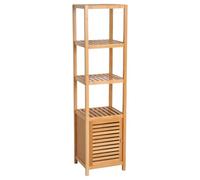 HOMCOM Estantería de Bambú para Baño Armario Alto Librería Organizador 4 Nivel 1 Bambú natural