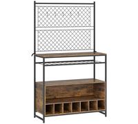 HOMCOM Estantería de Cocina con Encimera, Paneles de Metal, 5 Ganchos, Armario de Cocina para Especias, Ollas, Sartenes, Marrón