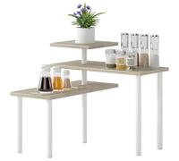 HOMCOM Estantería de Cocina de 3 Niveles, 3 Baldas Giratorias, Natural | Estante de Cocina, Marco de Metal, Diseño Escalonado, para Salón, Comedor