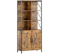 HOMCOM Estantería de Libros con 6 Compartimentos Abiertos y Estante Ajustable para Salón Oficina 75x34x172 cm Marrón Rústico