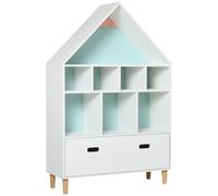HOMCOM Estantería de Madera Infantil Forma de Casa 82x30x126 cm Blanco