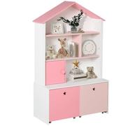 HOMCOM Estantería de Madera Infantil para Niños 80x34x130 cm Rosa y Blanco