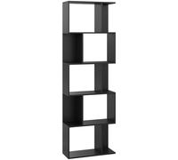 HOMCOM Estantería de Pared de 5 Estantes de Diseño Moderno en Aglomerado 60x24x184,5 cm Negro Aosom España