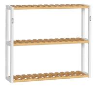 HOMCOM Estantería de Pared de Bambú Balda de Pared de 3 Niveles Estante Flotante para Salón Dormitorio Cocina Baño 60x15x54 cm Natural y Blanco