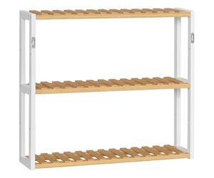 HOMCOM Estantería de Pared de Bambú Balda de Pared de 3 Niveles Estante Flotante para Salón Dormitorio Cocina Baño 60x15x54 cm Natural y Blanco