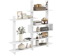 HOMCOM Estantería de Pared, Librería Geométrica con 4 Estantes, Blanco