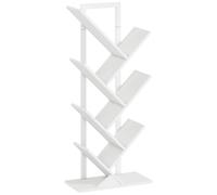 HOMCOM Estantería en Forma de Árbol con 7 Estantes y Sistema Antivuelco para Salón Dormitorio 50x24x109 cm Blanco