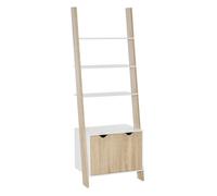 HOMCOM Estantería en Forma de Escalera de Madera con 3 Estantes y 1 Armario Librería de Estilo Nórdico 60x40x171 cm Roble y Blanco Aosom España