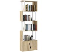 HOMCOM Estantería en Forma de S 5 Niveles, 60x23.8x179.2 cm, Natural