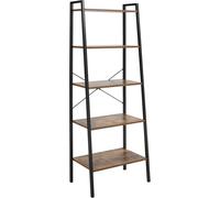 HOMCOM Estantería Estilo Industrial Escalera 5 Baldas Robusta para Sala de Estar Dormitorio Oficina 56x34x160 cm Marrón Rústico Aosom España