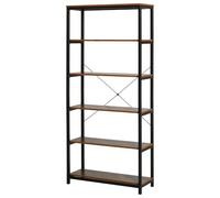 HOMCOM Estantería Estilo Industrial Retro 80x30x180 cm Marrón Rústico | 6 Estantes Abiertos, para Libros, Sistema Antivuelco, Almacenaje, para Salón Oficina