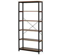HOMCOM Estantería Estilo Industrial Retro con 6 Estantes Abiertos para Libros y Sistema Antivuelco Almacenaje para Salón Oficina 80x30x180 cm Marrón Rústico