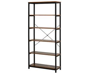 HOMCOM Estantería Estilo Industrial Retro con 6 Estantes Abiertos para Libros y Sistema Antivuelco Almacenaje para Salón Oficina 80x30x180 cm Marrón Rústico