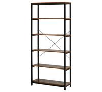 HOMCOM Estantería Estilo Industrial Retro con 6 Estantes Abiertos para Libros y sistema Antivuelco para Salón Oficina 80x30x180 cm Aosom España