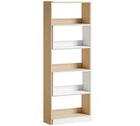 HOMCOM Estantería Giratoria 5 Niveles 350° 111,5x23,8x163,7 cm Ancho Ajustable Convertible en en L Estantería Esquina Madera y Blanco Aosom España