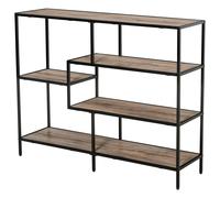 HOMCOM Estantería Independiente, Estantería de Libros Estilo Industrial, Estantería de Archivos, Estantería de Cocina, Tablero de Partículas P2, Metal, Negro + roble claro, 120 x 32 x 95 cm