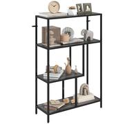 HOMCOM Estantería Industrial de 4 Niveles, con Marco de Metal, estantería de Almacenamiento, estantes Independientes para Oficina en casa, Estudio, Sala de Estar, Dormitorio, Gris carbón