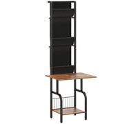HOMCOM Estantería industrial para CD, almacenamiento para CD, soporte para DVD con 3 bolsillos de tela y superficie superior, aspecto de madera rústica en marrón Aosom España