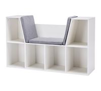 HOMCOM Estantería Infantil 2 en 1 Librería + Banco con Cojín 103x30x62 cm Blanco + Gris Aosom España
