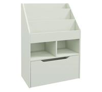 HOMCOM Estantería Infantil de Madera con 3 Compartimentos 2 Cubos y Cajón Móvil con 4 Ruedas Librería Infantil para Habitación de Niños Sala de Juegos 60x29,9x90 cm Verde
