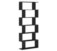 HOMCOM Estanteria Libreria 6 Estantes Madera Forma S 80x24x191 cm Estantes Color Negro