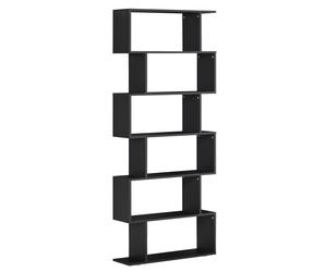 HOMCOM Estantería Librera 6 Estantes Madera Forma S 80x24x191 cm Estantes Color Negro Aosom España