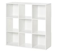 HOMCOM Estantería Librería 3 Niveles Armario de Almacenamiento 9 Cubos Estantería de Pie Separador de Habitación Estante de Exposición 91,5x29,5x91,5cm Madera