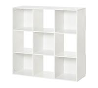HOMCOM Estantería Librería 3 Niveles Armario de Almacenamiento 9 Cubos Estantería de Pie Separador de Habitación Estante de Exposición 91,5x29,5x91,5cm Madera