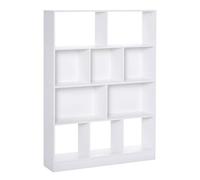 HOMCOM Estantería Librería de 4 Niveles con 10 Compartimentos para Libros Plantas Almacenaje Multiusos 100x23,8x140 cm Blanco Aosom España