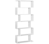 HOMCOM Estanteria Libreria 6 Estantes Madera Forma S 80x24x191 cm Estantes Color Blanco