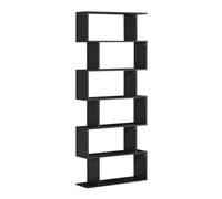 HOMCOM Estantería Librera 6 Estantes Madera Forma S 80x24x191 cm Estantes Color Negro Aosom España