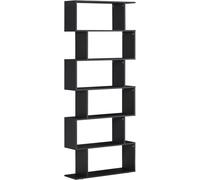 HOMCOM Estanteria Libreria 6 Estantes Madera Forma S 80x24x191 cm Estantes Color Negro