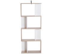 HOMCOM Estantería Librería Alta de Pared Estante de Exposición Forma S Diseño Moderno para Salón Oficina 60x24x148cm Madera Blanco Aosom España