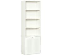 HOMCOM Estantería con 4 Compartimentos Abiertos 1 Armario 59x29x180 cm Blanco