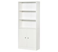 HOMCOM Estantería Librería con 1 Armario Almacenaje 70x29,5x167 cm Blanco | 3 Compartimentos Abiertos, Estante Ajustable, para Salón Estudio