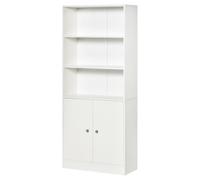 HOMCOM Estantería Librería Blanca con 3 Compartimentos Abiertos y 1 Armario con Estante Ajustable Almacenaje para Salón 70x29,5x167cm Blanco Aosom España