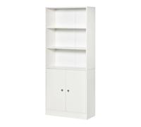 HOMCOM Estantería Librería con 3 Compartimentos Abiertos y 1 Armario con Estante Ajustable Almacenaje para Salón Estudio 70x29,5x167 cm Blanco