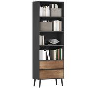 HOMCOM Estantería librería con 4 compartimentos abiertos y 2 cajones, estantería de almacenaje para salón, dormitorio, estudio, 60 x 30 x 179 cm, gris
