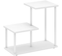 HOMCOM Estantería Librería de 3 Niveles Efecto Madera con Marco de Metal para Escritorio Oficina Cocina 40x20x34,5 cm Blanco