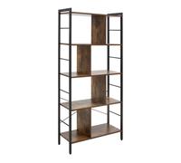 HOMCOM Estantería Librería de 4 Niveles con 8 Compartimentos de Almacenamiento Estilo Industrial para Sala de Estar Oficina Dormitorio 74x30x157,5 cm Marrón Rústico