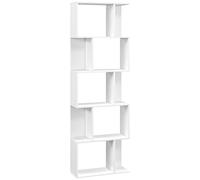 HOMCOM Estantería Librería de 5 Niveles en Forma de S con 10 Estantes para Dormitorio Estudio Oficina 60x24x184,5 cm Blanco Aosom España