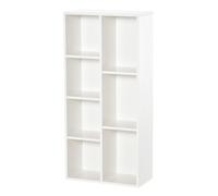 HOMCOM Estantería para Libros Librería de Madera con 7 Compartimentos de Almacenaje Plantas Archivos para Sala de Estar Dormitorio Oficina 50x24x106 cm Blanco