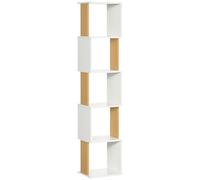 HOMCOM Estantería Librería en Forma S 33x28x161 cm Blanco | Estantería para Libros, 5 Estantes Abiertos, para Salón Oficina Estudio, Antivuelco, Carga 100 kg