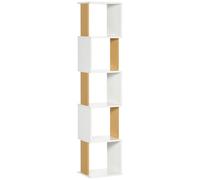 HOMCOM Estantería Librería Forma S con 5 Estantes para Salón Oficina 33x28x161cm White
