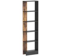 HOMCOM Estantería Moderna Ahorraespacio de 5 Estantes en Madera 45x21x170 cm, Marrón y Negro Aosom España