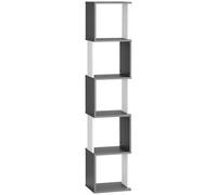 HOMCOM Estantería Moderna de 5 Niveles, estantería Independiente para Sala de Estar, Oficina en casa, Estudio, Color Blanco y Gris Oscuro