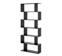 HomCom Estantería Negra 6 Estantes 80x23x192 cm Madera Librería Moderno Ideal para Salón y Oficina Aosom España